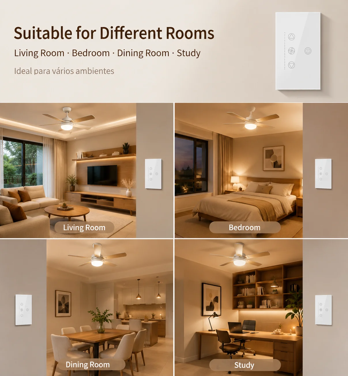 สวิตช์ไฟพัดลมอัจฉริยะ Tuya WiF - Smart Ceiling Fan Alexa Wifi บทวิจารณ์และราคา