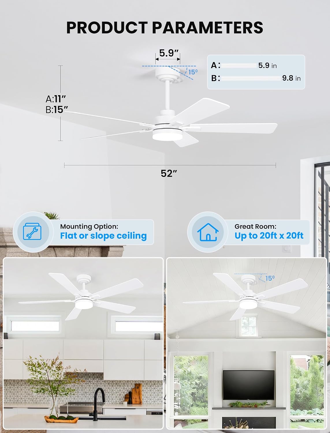 พัดลมเพดานสีขาวขนาด 52 นิ้ว พร - Ceiling Fan Dc Motor 52 Inch บทวิจารณ์และราคา