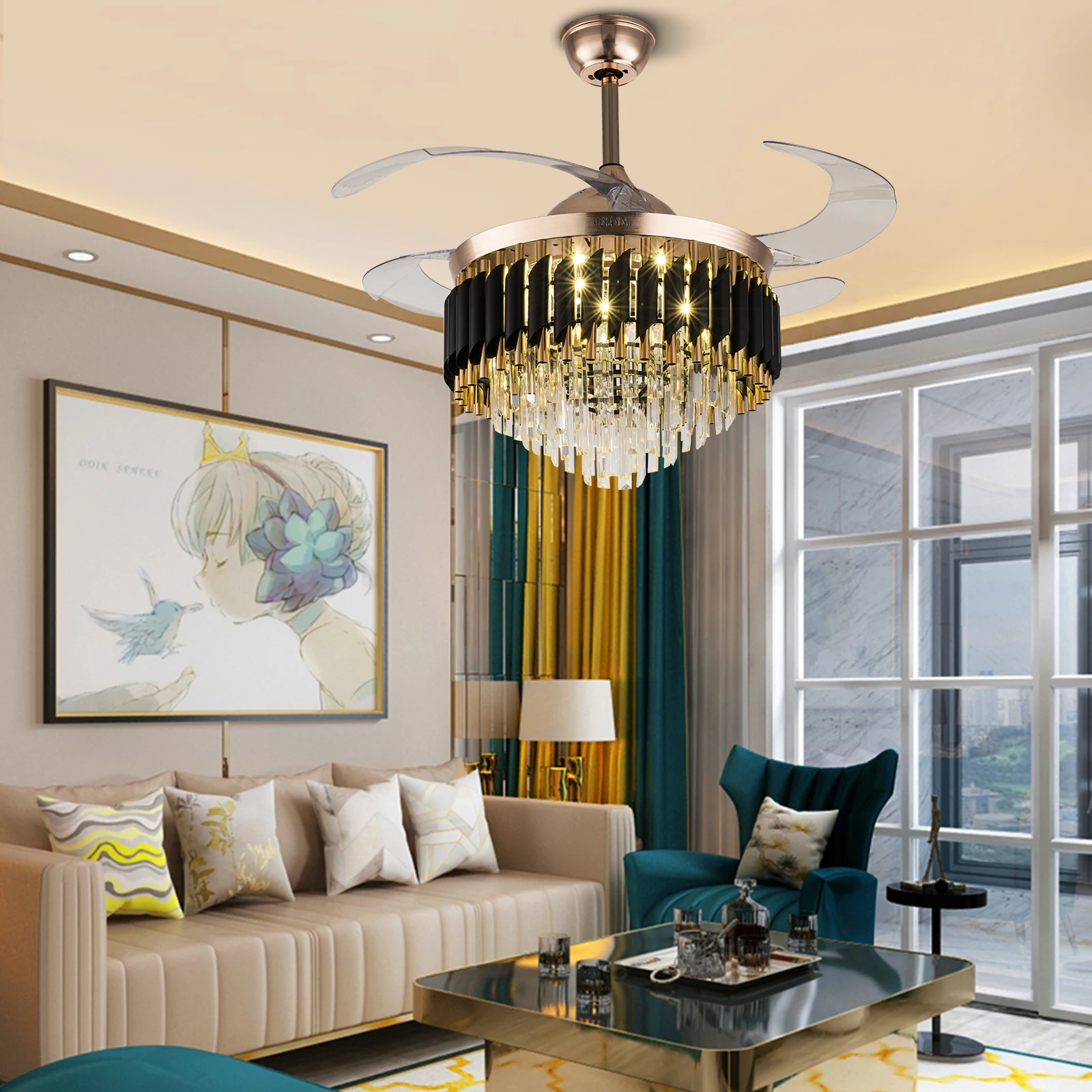 พัดลมเพดานแบบยืดหดได้พร้อมไฟ L - Ceiling Fan Led 3 Blade Modern บทวิจารณ์และราคา