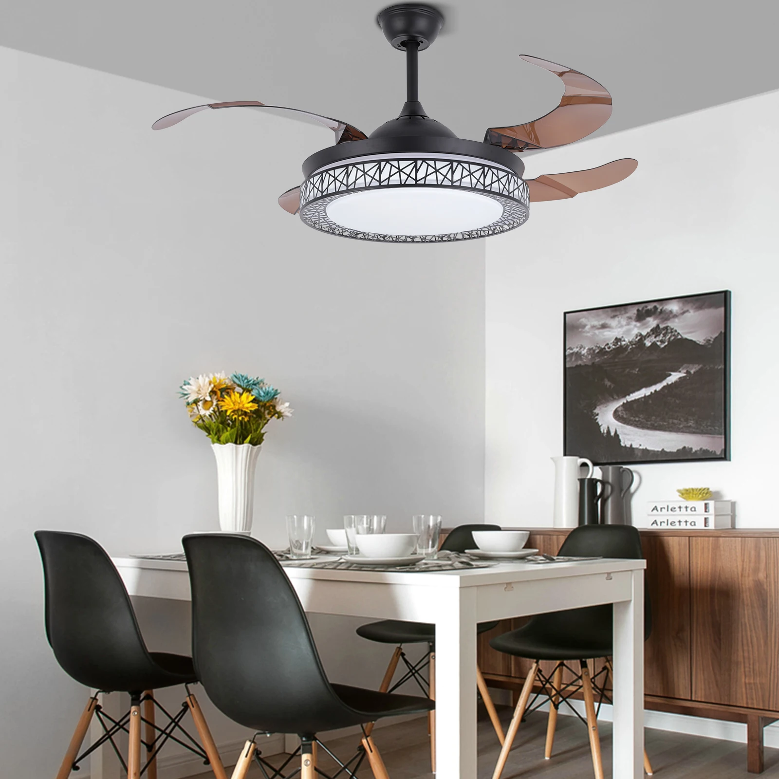 พัดลมเพดานแบบยืดหดได้พร้อมไฟ L - Ceiling Fan Led 3 Blade Modern บทวิจารณ์และราคา
